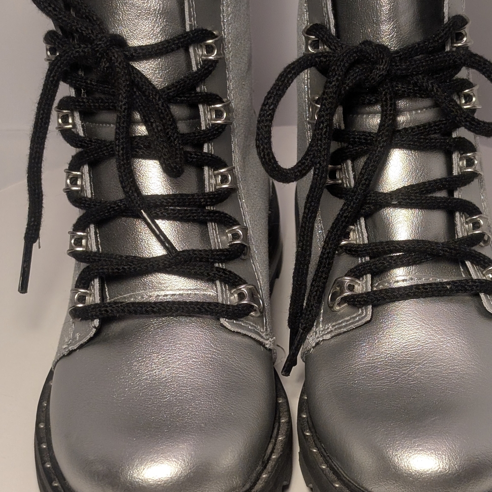 Silver Lace-Up Women's Boots